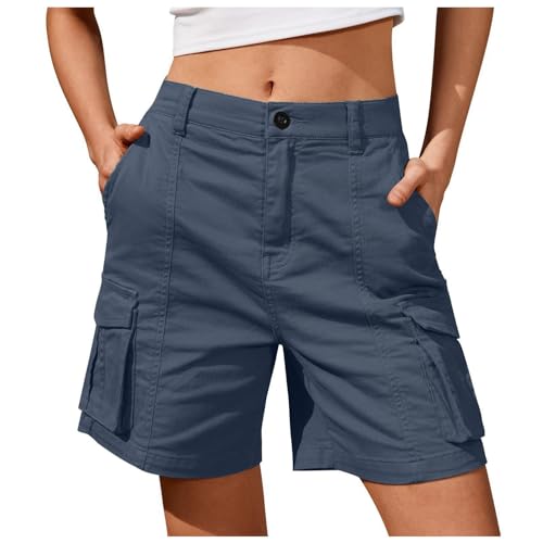 DeaAmyGline Cargo Shorts Damen Knielang, Chino Hose Damen Cargohose,Kurze Hosen Damen Sommer mit Muti- Taschen Bermuda Shorts Chinohose Cargoshorts Arbeitsshorts Freizeithose Wandershorts für Frauen von DeaAmyGline