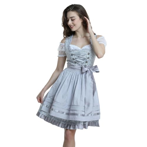 DeaAmyGline Dirndl Damen 3 Teilig - Trachtenkleid Damen Dirndlkleid Trachtenmode Grosse Grössen Trachtenrock Kleid mit Schürze und Dirndlbluse Komplettset für Oktoberfest Bayrische Trachten von DeaAmyGline