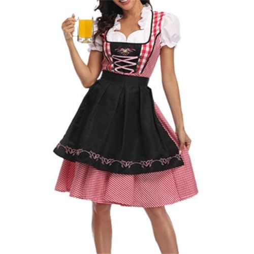 DeaAmyGline Dirndl Damen Midi Trachtenkleid Trachtenmode Trachtenrock Dirndlkleid inkl. Dirndlbluse Dirndlschürze 3 Teilig Dirndl für Damen Oktoberfest Besondere Anlässe von DeaAmyGline