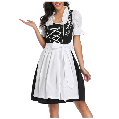 DeaAmyGline Dirndl Damen Midi Trachtenkleid Trachtenmode Trachtenrock Dirndlkleid inkl. Dirndlbluse Dirndlschürze 3 Teilig Dirndl für Damen Oktoberfest Besondere Anlässe von DeaAmyGline