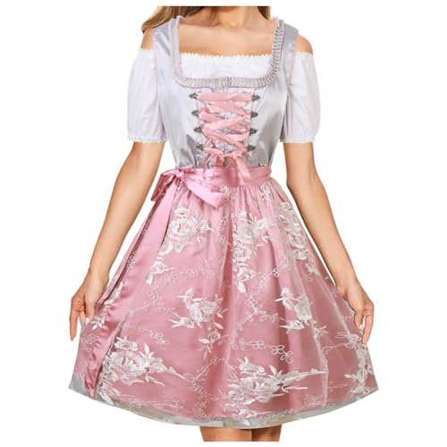 DeaAmyGline Dirndl Damen Midi Trachtenkleid Trachtenmode Trachtenrock Dirndlkleid inkl. Dirndlbluse Dirndlschürze 3 Teilig Dirndl für Damen Oktoberfest Besondere Anlässe von DeaAmyGline