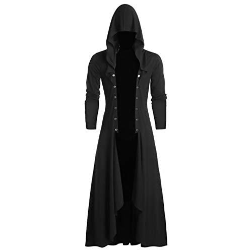 DeaAmyGline Herren Gothic Frack Steampunk Mantel Umhang mit Kapuze Mittelalter Gehrock Jacke Viktorianischen Punk Kleidung Court Renaissance Halloween Kostüm Karneval Cosplay Party Show Uniform von DeaAmyGline