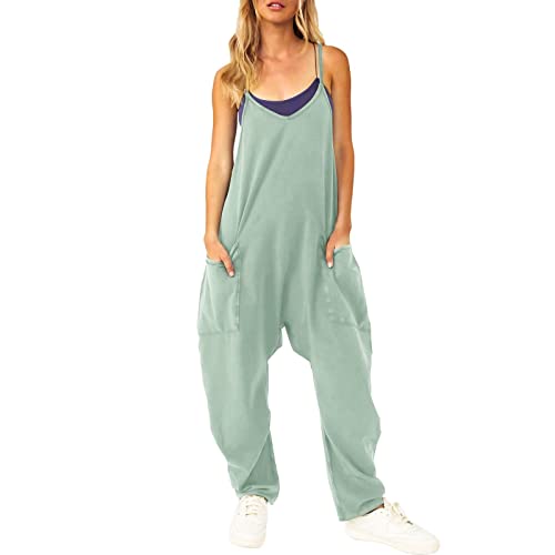 DeaAmyGline Jumpsuit Damen Sommer Latzhose Arbeitshose Baggy Oversized Lässig Locker Trägerhose Ärmellose Strampler Playsuit mit Große Taschen Jumpsuits Latzhosen Lang/Kurz von DeaAmyGline