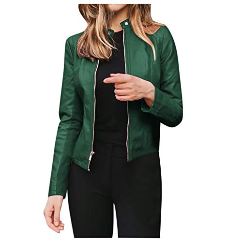 DeaAmyGline Lederjacke Damen Kurz Kunstleder Bikerjacke Reverskragen Motoradjacke Leder Jacke Übergangsjacke für Herbst Winter Mantel Damenjacken von DeaAmyGline