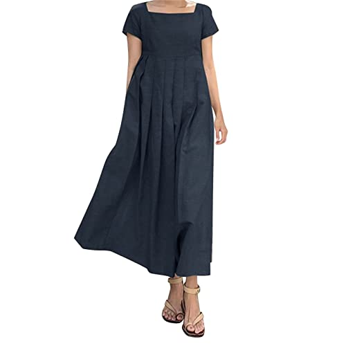 DeaAmyGline Leinenkleid Damen Sommer Lang Sommerkleid Leicht und Luftig Strandkleid Elegant Plissee Kurzarm Kleid Lange Baumwolle Leinen Kleider Einfarbig Swing Maxikleid Freizeitkleid DeaAmyGline Leinenkleid Damen Sommer Lang Sommerkleid Leicht und Luftig Strandkleid Elegant Plissee Kurzarm Kleid Lange Baumwolle Leinen Kleider Einfarbig Swing Maxikleid Freizeitkleid von DeaAmyGline