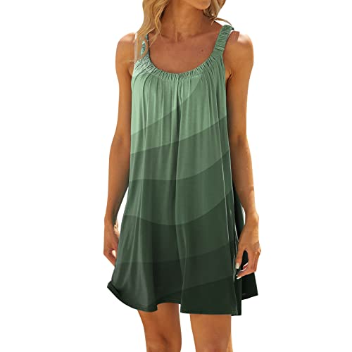 DeaAmyGline Sommerkleid Damen Kurz Strandkleid Sommer Trägerkleid Ärmelloses Boho Kleid Minikleid Sexy Camisole Kleider Mode Farbverlauf Hawaii Urlaub Strand Cover Up Urlaub Freizeitkleid von DeaAmyGline