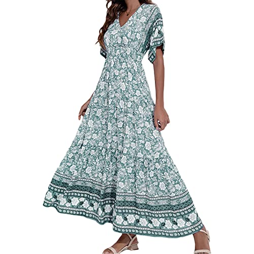 DeaAmyGline Sommerkleid Damen Lang Boho Kleid Blumenkleid Strandkleid Sommer Maxikleid V Ausschnitt Kurzarm Bohemian Blumen Drucken Swing Lange Kleider Elegant Partykleid Freizeitkleid DeaAmyGline Sommerkleid Damen Lang Boho Kleid Blumenkleid Strandkleid Sommer Maxikleid V Ausschnitt Kurzarm Bohemian Blumen Drucken Swing Lange Kleider Elegant Partykleid Freizeitkleid von DeaAmyGline