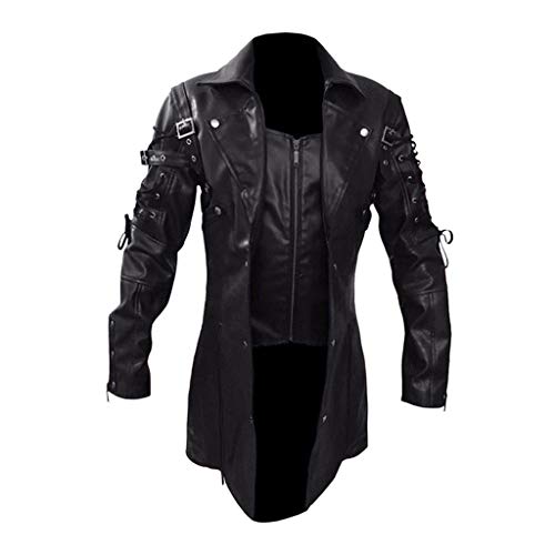 DeaAmyGline Steampunk Herren Gothic Frack Jacke - Mittelalter Gehrock Mantel Motorrad Jacke Lederjacke Viktorianisch Punk Kleidung Palast Renaissance Halloween Kostüm Karneval Cosplay Smoking Anzüge von DeaAmyGline