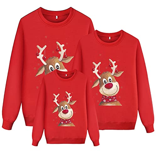 DeaAmyGline Weihnachtspullover Familie Set Prtnerlook Weihnachtspulli Lustig Weihnachts Sweatshirt Pärchen Pullover Weihnachten Langarm Weihnachtsshirt für Damen Herren Kinder Mädchen Jungen von DeaAmyGline