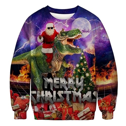 Weihnachtspullover Herren Lustig, Hässliche Weihnachtspullover Herren Damen 3D Drucken Sweatshirt Lustige Weihnachten Pullover Unisex Ugly Christmas Sweater Jumper Pullis von DeaAmyGline