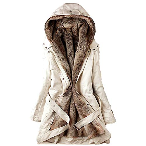 DeaAmyGline Winterjacke Damen Lang Winter Jacke Mantel Parka mit Kapuze Teddy Fleece Gefüttert Verdicken Warme Wintermantel Winterparka Baumwolljacke Fleecejacke Kapuzenjacke Daunenjacke von DeaAmyGline