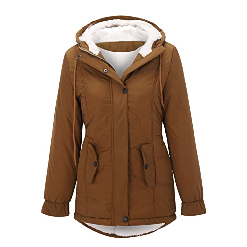 DeaAmyGline Winterjacke Damen Teddyfell Gefüttert Winter Jacke Parka Warm Wintermantel mit Fellkapuze Dicke Mantel Kapuzenjacke Winterparka Kaschmir Übergangsjacke Damenjacken von DeaAmyGline