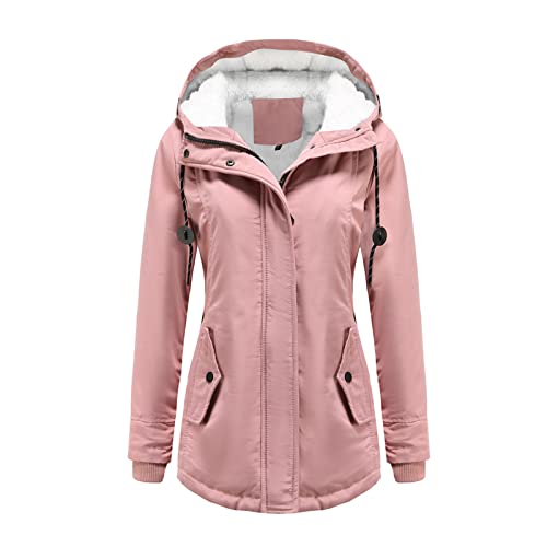 DeaAmyGline Winterjacke Damen Teddyfell Gefüttert Winter Jacke Parka Warm Wintermantel mit Fellkapuze Dicke Mantel Kapuzenjacke Winterparka Kaschmir Übergangsjacke Damenjacken von DeaAmyGline