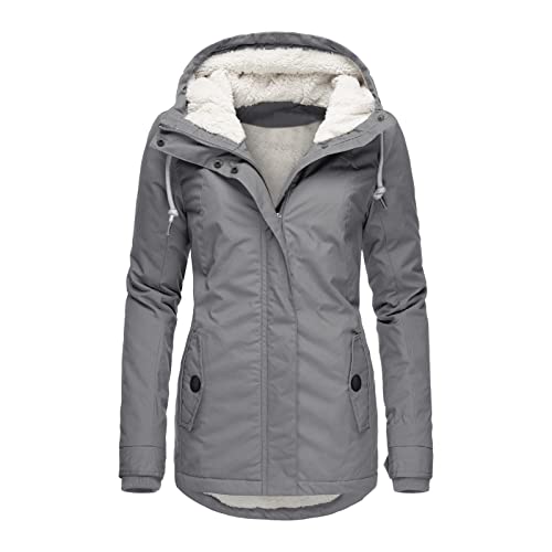 DeaAmyGline Winterjacke Damen Winter Jacke Parka mit Teddyfell Gefüttert Warm Wintermantel mit Fellkapuze Dicke Mantel Kapuzenjacke Winterparka Große Größen Baumwolljacke Damenjacken von DeaAmyGline