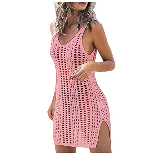 Häkelkleid Damen Sommer, Strandkleid Damen Bikini Cover Up Sommerkleid Sexy Hollow Out Häkel Netzkleid Ärmelloses Boho Kleid Minikleid Strand Urlaub Strandponcho Kleider Strandkleider für Fauen von DeaAmyGline