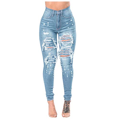 Jeans Damen High Waist - Jeans Damen Sommer Stretch Jeanshose Damen Lang mit Löchern Skinny Stretch Push Up Po Slim fit Denim Hose Große Größen Sexy Damenjeans Zerrissene Jeans Hosen Frauen von DeaAmyGline