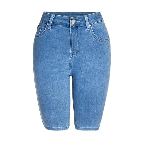 Jeans Shorts Damen High Waist, Kurze Jeanshose Damen Skinny,Denim Hose Damen Knielang Sommer Jeansshorts Stretch Slim Fit Bermuda Sommerjeans Damenjeans Sommerhose Mid-Lange Hosen für Frauen von DeaAmyGline