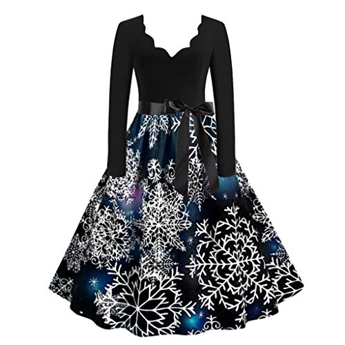 Kleid Weihnachten Damen Weihnachtskleid Elegant Langarm Weihnachts Kleider Rockabilly Vintage 1950er Swing Partykleid Cocktailkleid Weihnachtskleider Festliche Christmas Dress Abendkleid von DeaAmyGline
