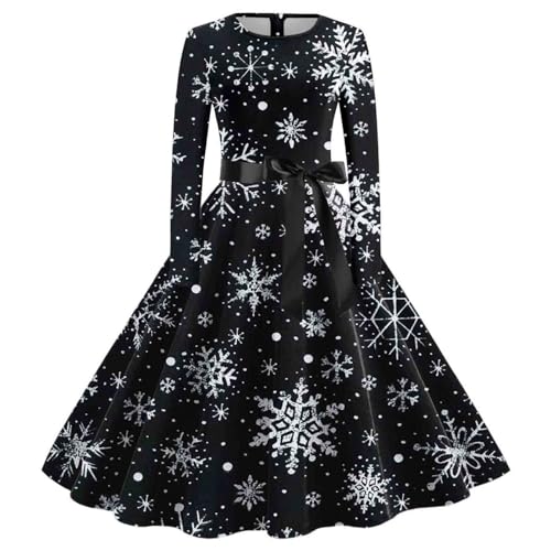 Kleid Weihnachten Damen Weihnachtskleid Elegant Langarm Weihnachts Kleider Rockabilly Vintage 1950er Swing Partykleid Cocktailkleid Weihnachtskleider Festliche Christmas Dress Abendkleid von DeaAmyGline