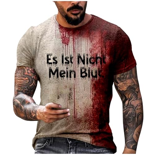 Problem Gelöst Shirt Herren - Halloween Tshirt Herren Gruselig Blutiges T-Shirt mit Lustige Sprüchen Vernarbtes Blutspritzer Motiv Funny Horror Kostüm T-Shirts Tops von DeaAmyGline