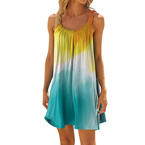 Sommerkleid Damen Kurz, Strandkleid Damen Minikleid Tank Trägerkleid Ärmellose Tshirt Kleid Hawaii Urlaub Bikini Cover Up Lässig Locker Kurze Sommer Strandkleider für Frauen Teenager Mädchen von DeaAmyGline