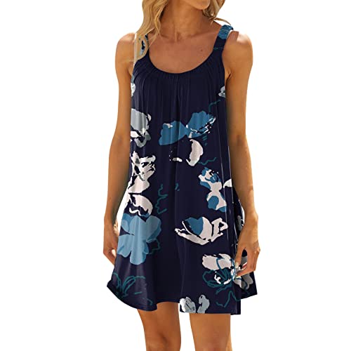 Sommerkleid Damen Kurz, Strandkleid Damen Minikleid Tank Trägerkleid Ärmellose Tshirt Kleid Hawaii Urlaub Bikini Cover Up Lässig Locker Kurze Sommer Strandkleider für Frauen Teenager Mädchen von DeaAmyGline