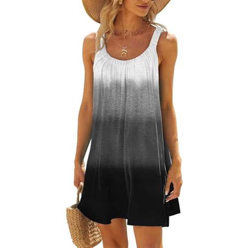 Sommerkleid Damen Kurz Strandkleid Tank Trägerkleid Ärmellose Minikleid Sexy Boho T Shirt Kleid Lässig Locker Sommer Kleider Hawaii Urlaub Bikini Cover Up Strandkleider Freizeitkleid Partykleid von DeaAmyGline