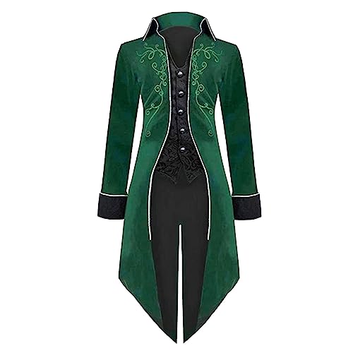 Steampunk Herren Jacke, Gothic Frack Herren Mantel,Punk Gehrock Herren Mittelalter Viktorianischen Mäntel Palast Vintage Uniform Smoking für Männer Halloween Kostüm Karneval Party Cosplay Kleidung von DeaAmyGline