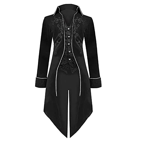 Steampunk Herren Jacke, Gothic Frack Herren Mantel,Punk Gehrock Herren Mittelalter Viktorianischen Mäntel Palast Vintage Uniform Smoking für Männer Halloween Kostüm Karneval Party Cosplay Kleidung von DeaAmyGline