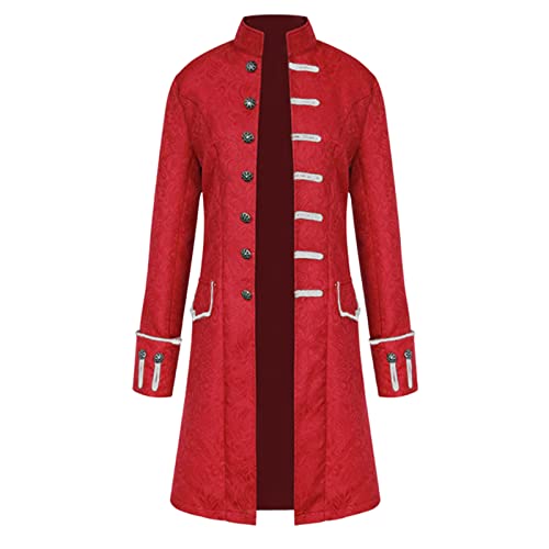 Steampunk Herren Jacke - Gothic Frack Herren Mantel Gehrock Mittelalter Viktorianische Mäntel Uniform Lange Smoking für Männer Halloween Kostüm Karneval Fasching Party Cosplay Punk Kleidung von DeaAmyGline