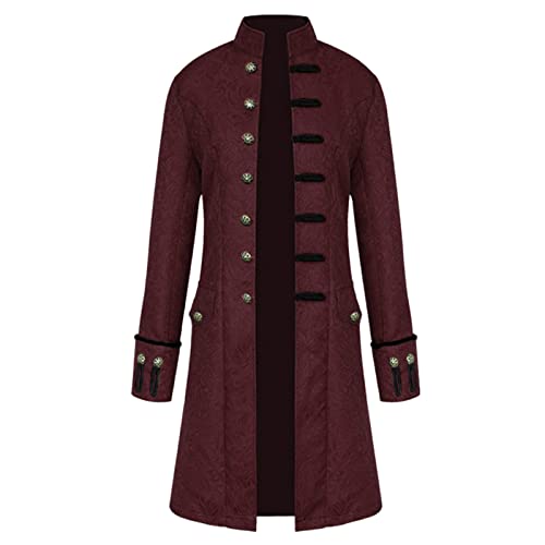 Steampunk Herren Jacke - Gothic Frack Herren Mantel Gehrock Mittelalter Viktorianische Mäntel Uniform Lange Smoking für Männer Halloween Kostüm Karneval Fasching Party Cosplay Punk Kleidung von DeaAmyGline