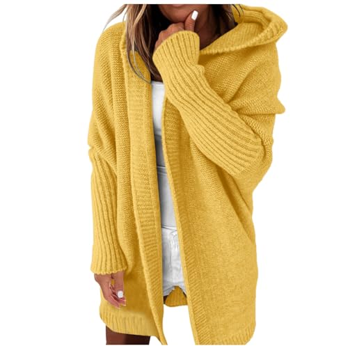 Strickjacke Damen mit Kapuze - Strick Cardigan Damen Lang Strickmantel Kapuzenpullover Grobstrickjacke Hoodie Pullover Jacke Strickpulli Longstrickjacke Strickjacken für Frauen Herbst Winter von DeaAmyGline