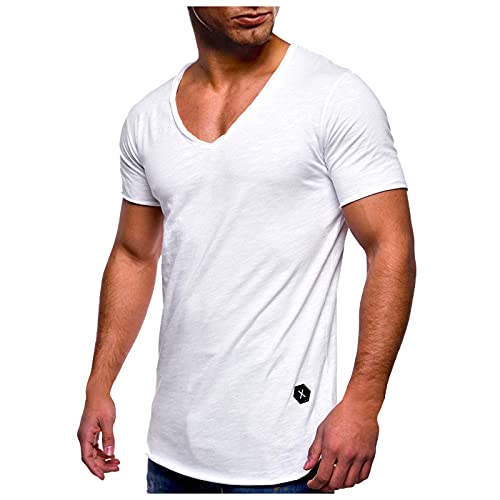 Tshirt Herren Kurzarm V-Ausschnitt Slim Fit Lässige Fitness Sport T-Shirt Männer Sportshirt Muskelshirt Funktionsshirt Sweatshirt Laufshirt Trainingsshirt von DeaAmyGline