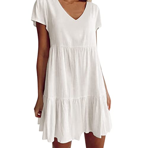 Tshirt Kleid Damen Flowy V-Ausschnitt Große Größen Sommerkleid Freizeitkleid Lockeres Kurzarm Comfy Swing Tunika Kleid Blusenkleid von DeaAmyGline