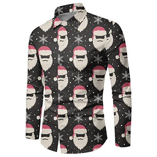 Weihnachtshemd Herren Langarm, Hemd Weihnachten Herren Weihnachts Hemden mit Lustige Weihnachtsmotiv Weihnachtsshirt Funky Christmas Shirt Ugly Xmas Freizeithemd Weihnachtshemden für Männer von DeaAmyGline
