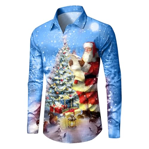 Weihnachtshemd Herren Langarm, Hemd Weihnachten Herren Weihnachts Hemden mit Lustige Weihnachtsmotiv Weihnachtsshirt Funky Christmas Shirt Ugly Xmas Freizeithemd Weihnachtshemden für Männer von DeaAmyGline