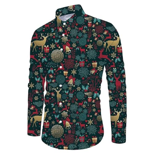 Weihnachtshemd Herren Lustig - Hemd Weihnachten Herren Langarm Weihnachts Hemden mit Weihnachtsmotiv Hässlicher Weihnachtsshirt Funky Christmas Shirt Weihnachtshemden Freizeithemd Herrenhemden von DeaAmyGline