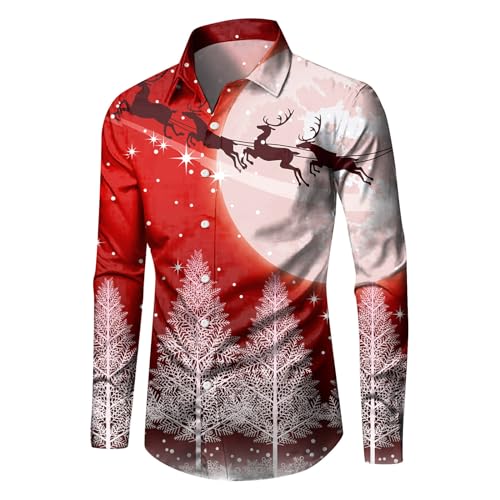 Weihnachtshemd Herren Lustig - Hemd Weihnachten Herren Langarm Weihnachts Hemden mit Weihnachtsmotiv Hässlicher Weihnachtsshirt Funky Christmas Shirt Weihnachtshemden Freizeithemd Herrenhemden von DeaAmyGline