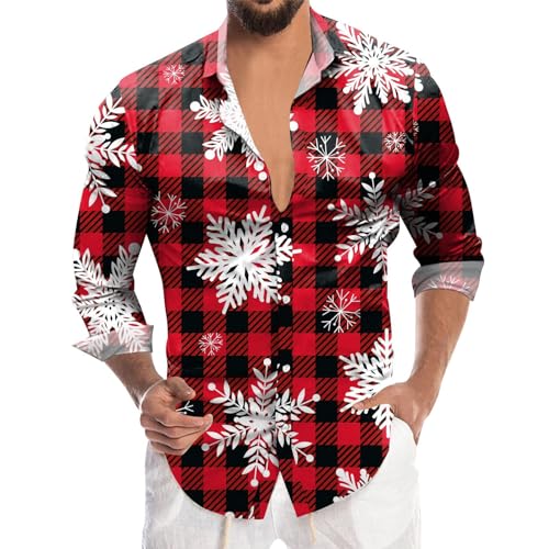 Weihnachtshemd Herren lustig, Hemd Weihnachten Herren Weihnachts Hemd Langarm Hemden mit 3D Drucken Weihnachtsmotiv Funky Christmas Shirt Weihnachtshemden Männer Weihnachtsshirt Freizeithemd von DeaAmyGline