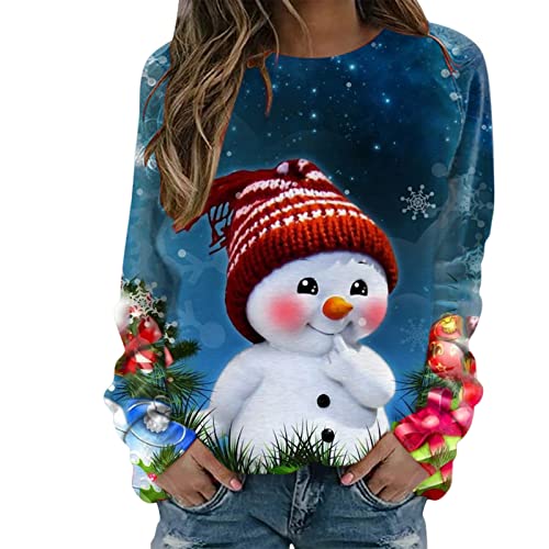 Weihnachtspullover Damen Sweatshirt - Pullover Weihnachten Damen Weihnachtspulli Weihnachtsshirt Langarm mit Lustige Weihnachtsmotiv Weihnachts Pulli Christmas Tshirt für Frauen Teenager Mädchen von DeaAmyGline