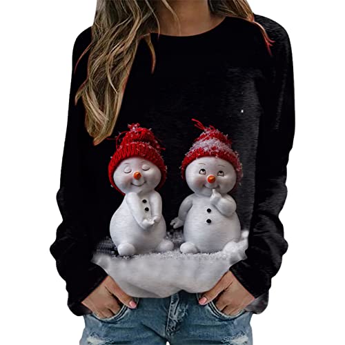 Weihnachtspullover Damen Weihnachten Pullover Weihnachts Sweatshirt mit Weihnachtsmotiv Weihnachtsshirt Langarm Tshirt Rundhals Oberteile Weihnachtspulli Christmas Shirt für Frauen Teenager Mädchen von DeaAmyGline