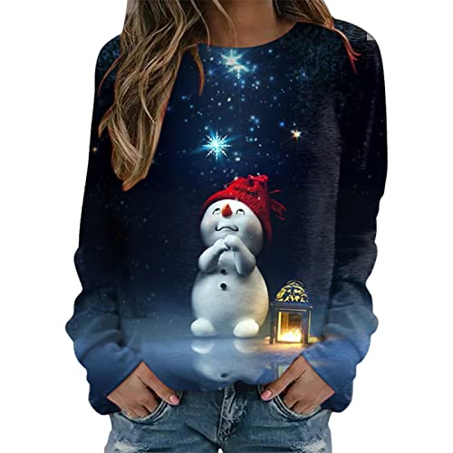 Weihnachtspullover Damen Weihnachten Pullover Weihnachts Sweatshirt mit Weihnachtsmotiv Weihnachtsshirt Langarm Tshirt Rundhals Oberteile Weihnachtspulli Christmas Shirt für Frauen Teenager Mädchen von DeaAmyGline