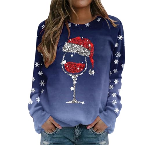 Weihnachtspullover Damen Weihnachten Pullover Weihnachts Sweatshirt mit Weihnachtsmotiv Weihnachtsshirt Langarm Tshirt Rundhals Oberteile Weihnachtspulli Christmas Shirt für Frauen Teenager Mädchen von DeaAmyGline