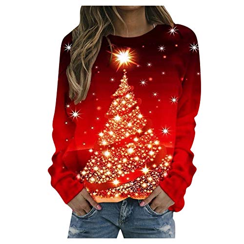 Weihnachtspullover Damen Weihnachts Sweatshirt, Pullover Weihnachten Damen mit Weihnachtsmotiv Lustig Langarmshirt Weihnachtsshirt Große Größen Rundhals Oberteil Weihnachtspulli Christmas Tshirt von DeaAmyGline