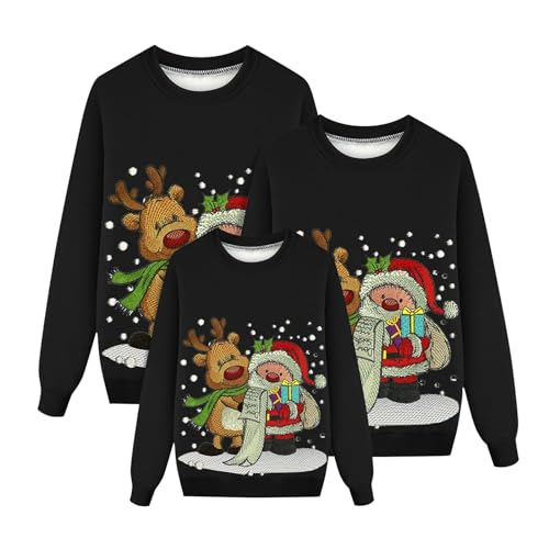 Weihnachtspullover Familie Set Weihnachten Pullover Partnerlook Lustige Weihnachts Sweatshirt Pärchen Weihnachtspulli Weihnachtsshirt Langarm Familien Weihnachtsoutfit für Damen Herren Kinder von DeaAmyGline