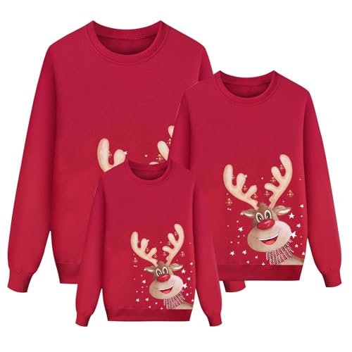 Weihnachtspullover Familie Set - Weihnachtspullover Partnerlook Weihnachtspulli Lustig Pullover Weihnachten Ugly Christmas Sweater Weihnachts Sweatshirt für Damen Herren Kinder Mädchen Jungen von DeaAmyGline