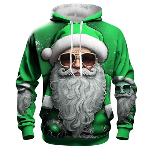 Weihnachtspullover Herren Lustig, Unisex Weihnachts Hoodie Herren Damen Kapuzenpullover Hässliche Weihnachten Pullover mit Weihnachtsmotiven Hoody Sweatshirt mit Kapuze Ugly Christmas Kapuzenpulli von DeaAmyGline