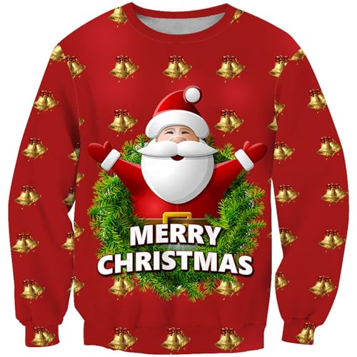 Weihnachtspullover Herren - Pullover Weihnachten Herren Weihnachts Sweatshirt Lustiger Weihnachtsmotiv Weihnachtspulli Hässlich Weihnachtsshirt Langarm Ugly Christmas Sweater Xmas Pulli Tshirt von DeaAmyGline