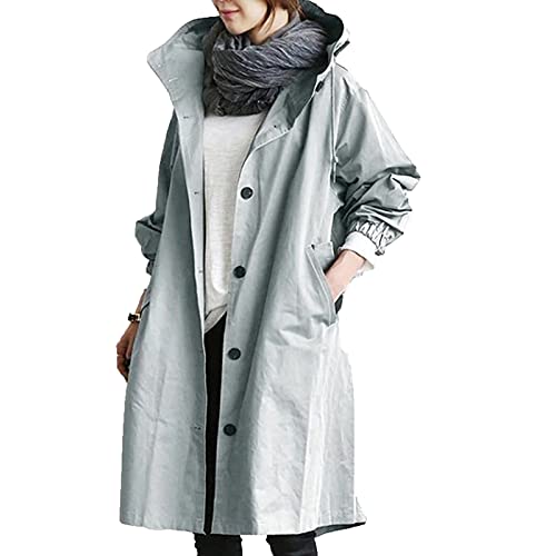 Windjacke Damen Jacke mit Kapuze Lang Parka Mantel Windbreaker Herbst Winterjacke Elegante Lässiges Vielseitig Regenmantel Outdoor Jacken für Damen Winddicht Wasserdicht übergangsjacke Jacken von DeaAmyGline