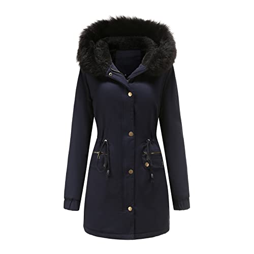 Winterjacke Damen Lang mit Fell Kapuze Warme Kunstpelz Gefüttert Winter Jacke Mantel Parka Wintermantel Dicker Winterparka Daunenjacke Trenchcoat Pelzmantel Große Größen Baumwolljacke Damenjacken von DeaAmyGline